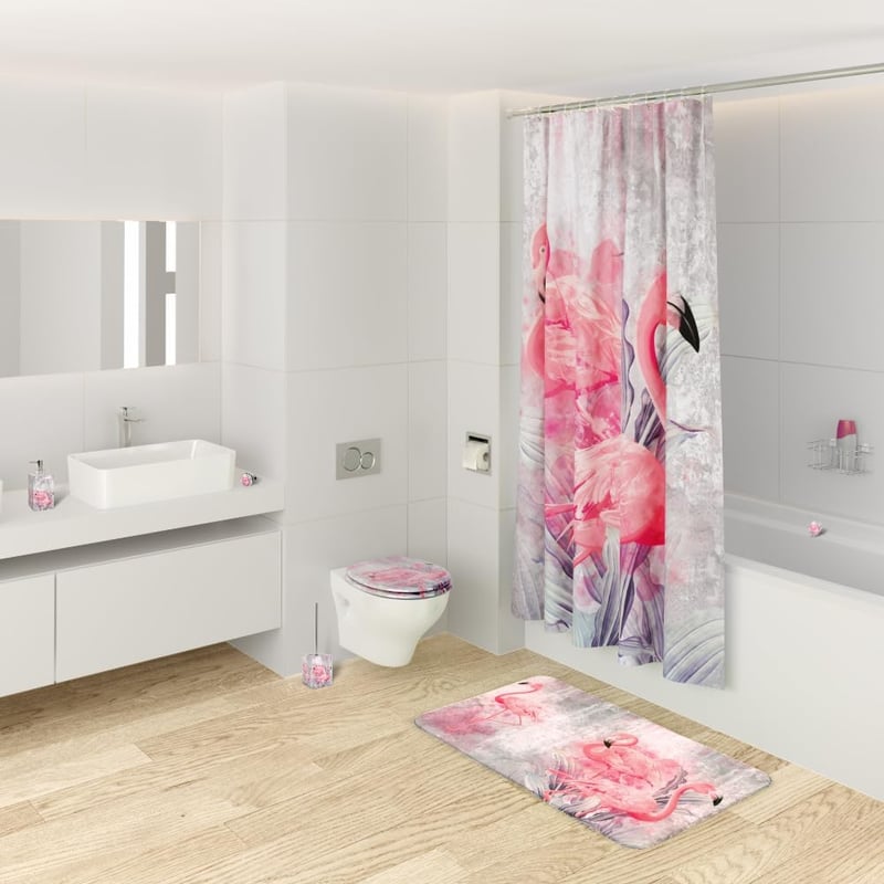 Sanilo Flamingo 2 WC Ülőke Lassú Záródással - Fa Anyagú, Könnyen Szerelhető, Strapabíró Zsanérokkal, Flamingó Mintás Toalett Fedél