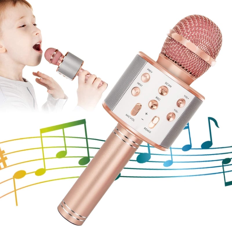 KIDWILL 5 az 1-ben Bluetooth Karaoke Mikrofon Gyerekeknek és Felnőtteknek, Beépített Hangszóróval és FM Rádióval