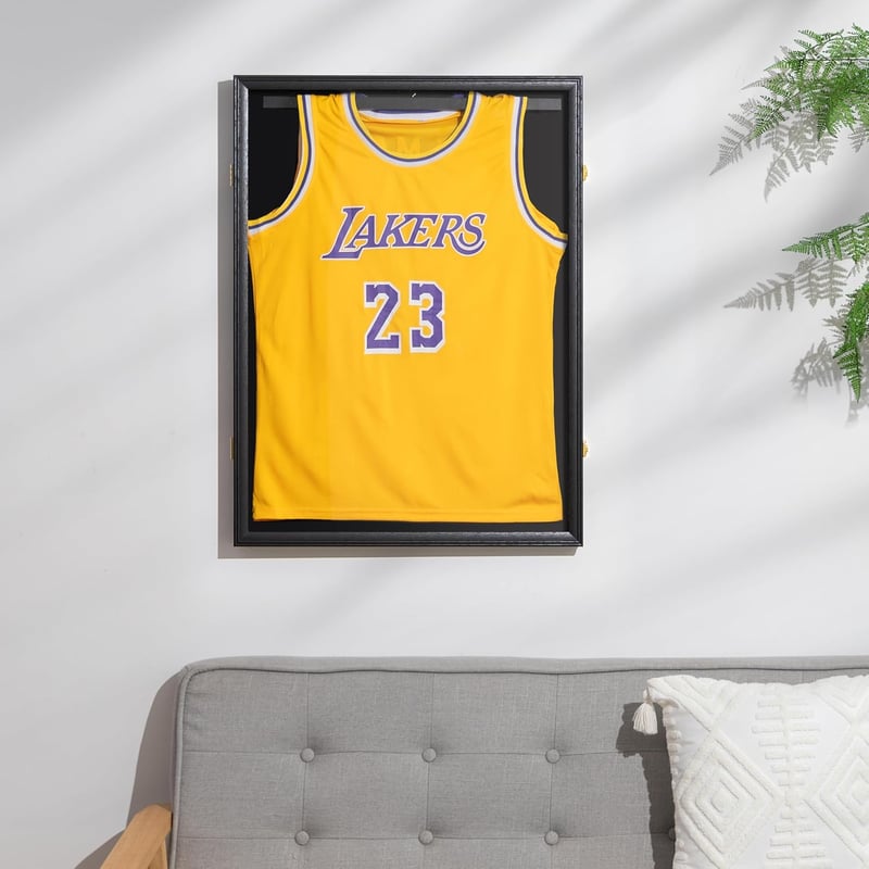 Walasis Mezkeretező 60x80 cm - 3D Vitrin Mez Kiállításához, Futball, Kosárlabda Pólók Tárolására, Modern Fekete Sportrelikvia Keret Felnőtte