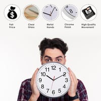 Plumeet 25cm Hangtalan Króm Falióra - Dekoratív Kvarcóra Otthonra, Irodába 4