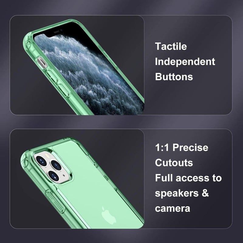 Apple iPhone 11 Pro Max Zöld Áttetsző Szilikon Tok Beépített Állvánnyal