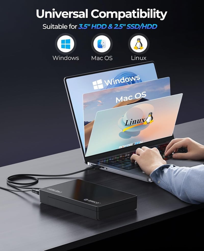 ORICO 3.5 USB 3.0 Külső Merevlemez Ház 20TB-ig, SATA HDD/SSD Ház UASP Gyorsítással - USB A