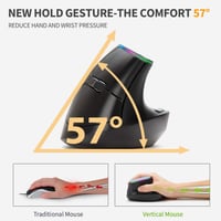 DeLUX M618C Fekete Ergonomikus Vezeték Nélküli Függőleges Egér Csendes Kattintással, Kéztőalagút Szindrómára 2