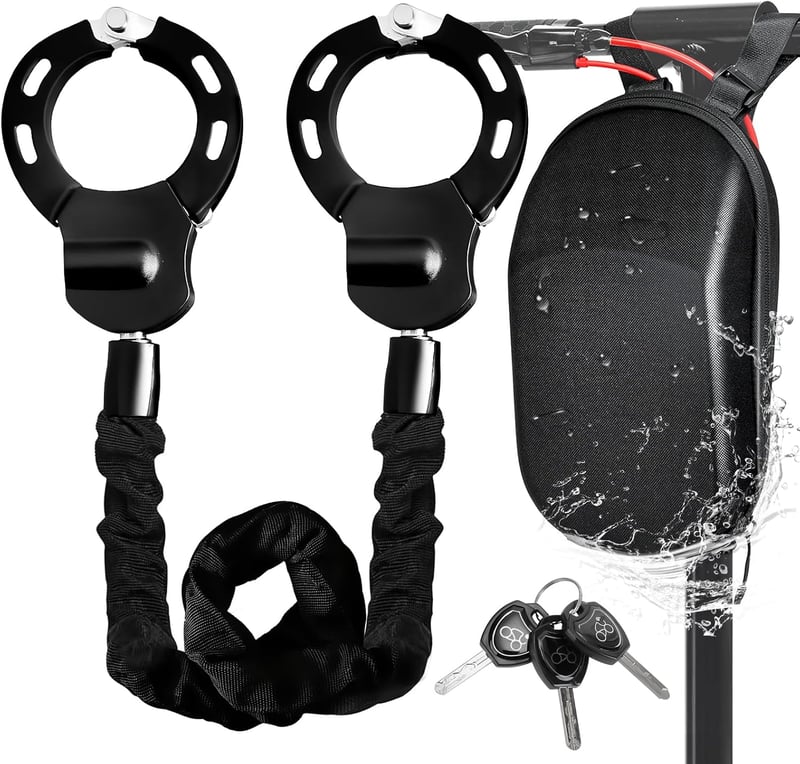 Mucek E-Roller Lakat - 60 cm Réz Magos Bilincs Zár Tárolótáskával, Kerékpár és Roller Lánclakat, Fekete, 1,74 kg, Lopásgátló
