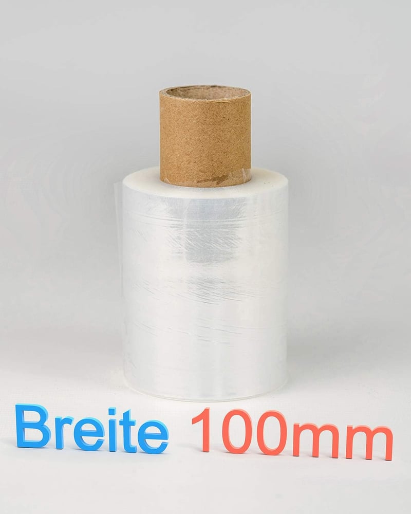 HILDE24 Mini Csomagolófólia Szett - 40 Tekercs Átlátszó Stretch Fólia Adagolóval, 23 µm Vastagság, 100 mm x 150 m, Műanyag