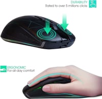 Rii Vezeték Nélküli Egér 2.4G USB Nano Vevővel, 7 LED Világítással, Optikai Szenzorral PC/Laptop/Mac/Linux Rendszerekhez, Fekete 4