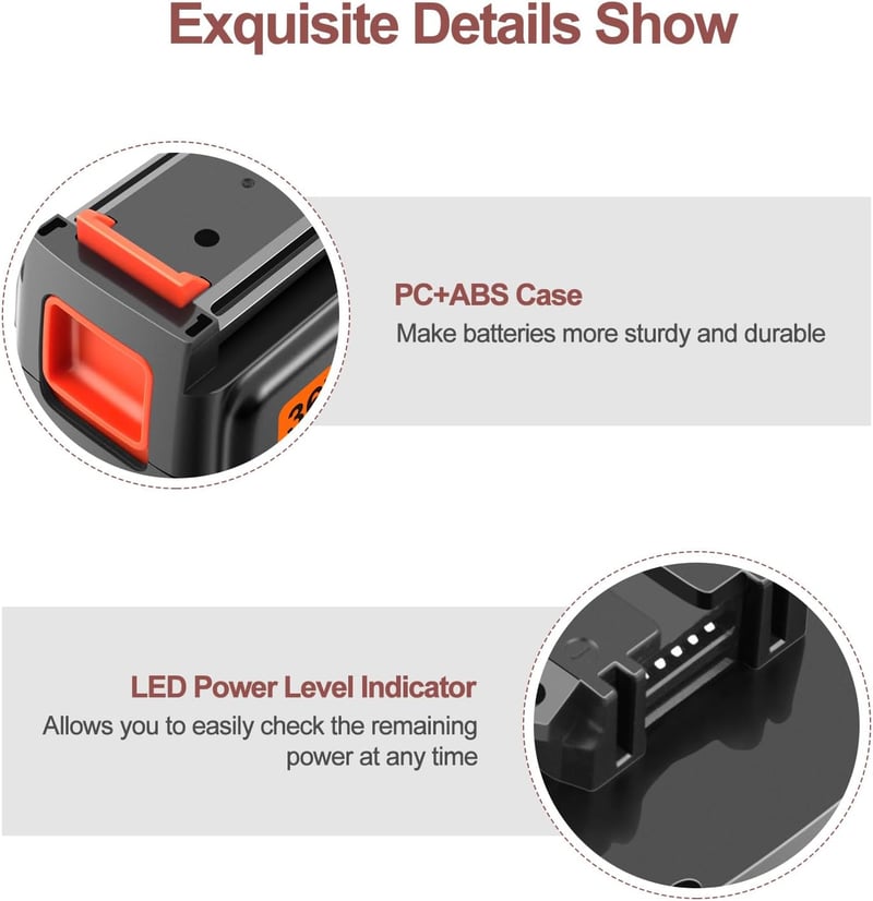 Black+Decker 36V kompatibilis akkumulátor - GOOALITY 2,5Ah lítium pótakku