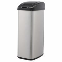 Coș de gunoi Amazon Basics 50 litri din oțel inoxidabil — defect, funcționează parțial: necesită apăsarea butonului manual pentru deschidere (stare: vezi a doua fotografie) 1