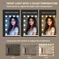 RGB Sminktükör LED Világítással - 65*56 cm - 15 Fényerőszintű Hollywood Tükör 3 Színhőmérséklettel, Érintésvezérléssel 6
