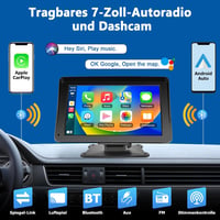 Podofo 7" Vezeték Nélküli Autórádió - Érintőképernyős, Bluetooth, Apple CarPlay, Android Auto, Airplay, FM Adó, Tükrözés Funkcióval 2