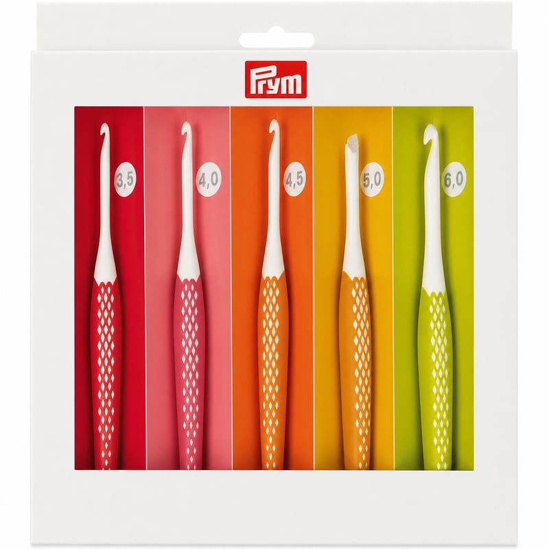 Set de croșete Prym prym.ergonomics — defect, funcționează parțial: vârful croșetei de 5,00 mm este rupt (stare: vezi a doua fotografie)