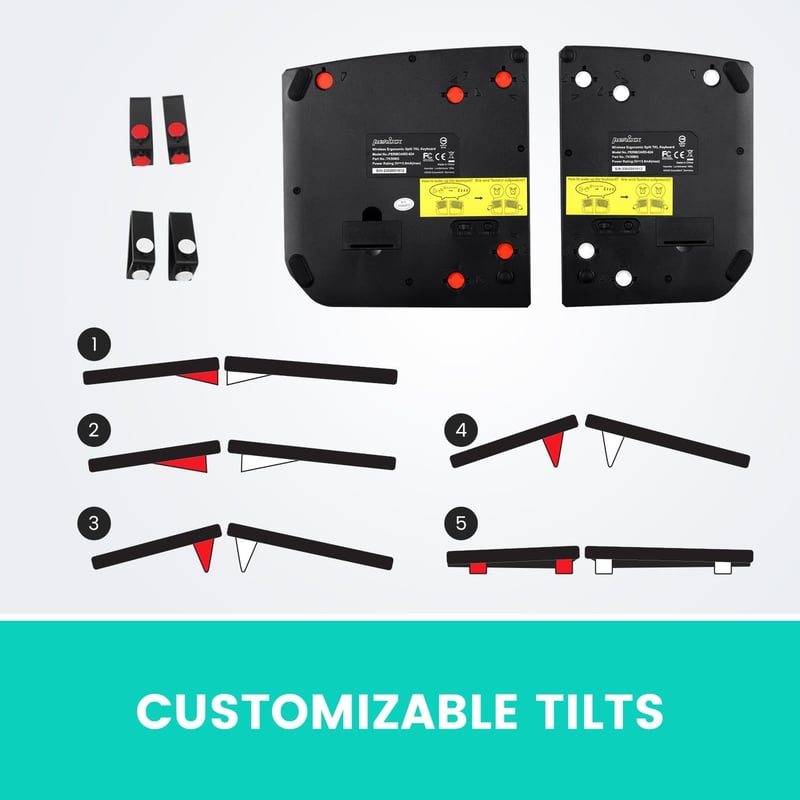 Perixx PERIBOARD-624B Vezeték Nélküli Ergonomikus Split Billentyűzet Állítható Dőlésszöggel - Lapos Gombokkal - US Angol Kiosztás