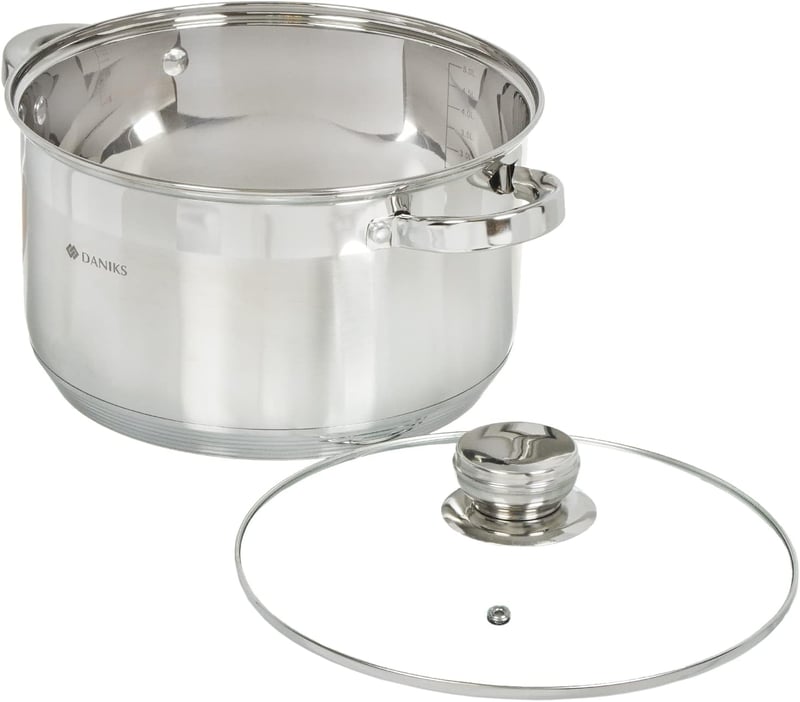 Daniks Rozsdamentes Acél Edénykészlet 3 Méretben, Indukciós Főzőlappal Kompatibilis, Üvegfedővel, 1.9L/2.9L/4.75L, Tésztafőző