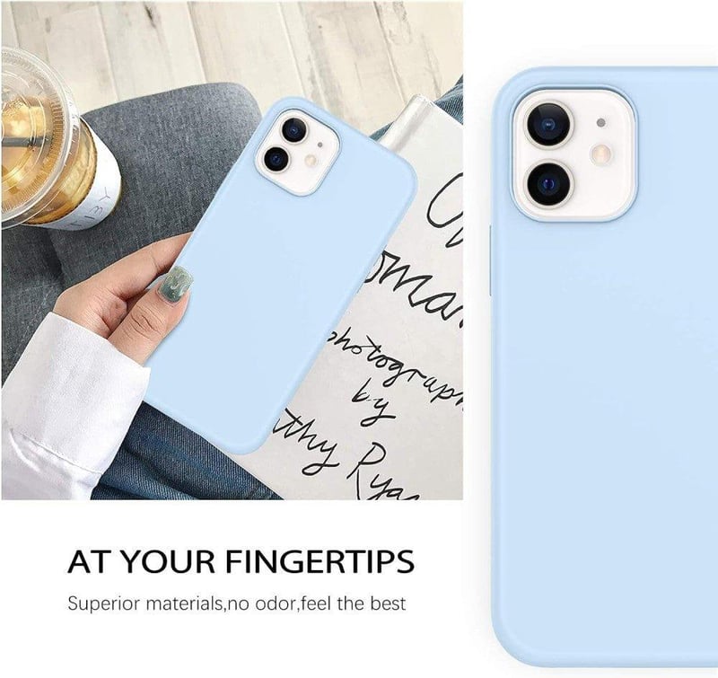 Apple iPhone 12 Világoskék Szilikon Védőtok Mikroszálas Béléssel