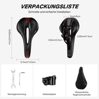 YOUNGDO Gél Kerékpárülés - Ergonomikus, Légáteresztő, Ütéselnyelő MTB Nyereg Vízálló Borítással, Piros, 100kg Teherbírás - Black+red, MTB-145mm, MTB-Red-145mm, Foam 6