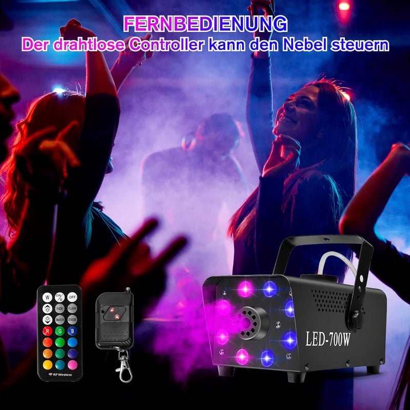 Katomi 700W RGB LED ködgép, 13 színű effekttel, távirányítóval - Partikra, Halloween-re