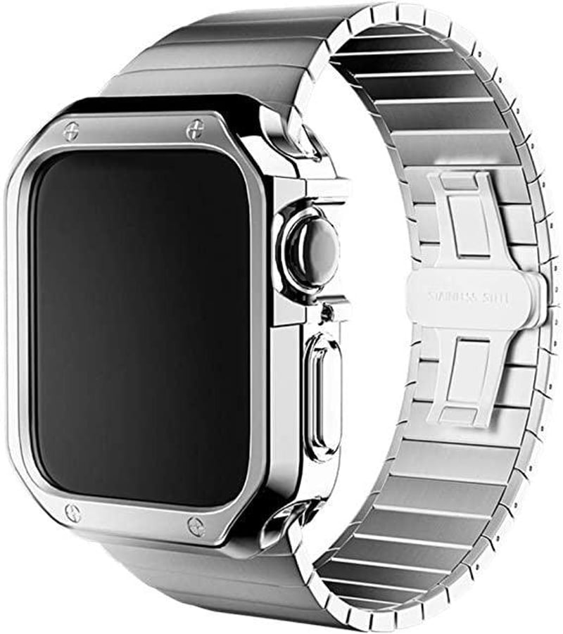 Apple Watch kompatibilis óraszíj szett, 2 db, fekete-ezüst