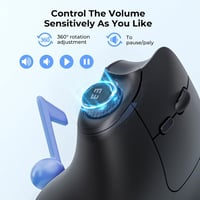 seenda Ergonomikus Vezeték Nélküli Egér Hangerőszabályzóval - Többeszközös Bluetooth/USB Vertikális Egér PC, MacBook, Tablet Használatra - F 2