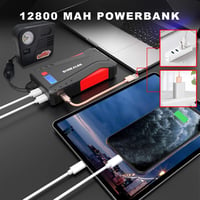 DINKALEN DN100 Hordozható Autós Bikázó 800A, Powerbank Funkcióval, 7.0L Benzin/5.5L Dízel Motorokhoz, LED Lámpával, Fekete-Piros 3