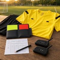 Rozhodcovský set: 1x sada kariet v puzdre + 1x dres XL + 2x intercom 1