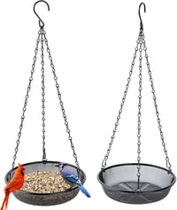 HH-LIFE 2 db Kerek Fém Madáretető Függeszthető Hálós Tálca - 21,5 cm Átmérőjű Kültéri Madáretetők Kertbe, Teraszra, Rozsdamentes Kivitel 1