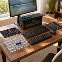 Set organizare birou: tastatură + mouse + 12 suporturi cărți vizită + 2 mousepad-uri + suport încheietură 1