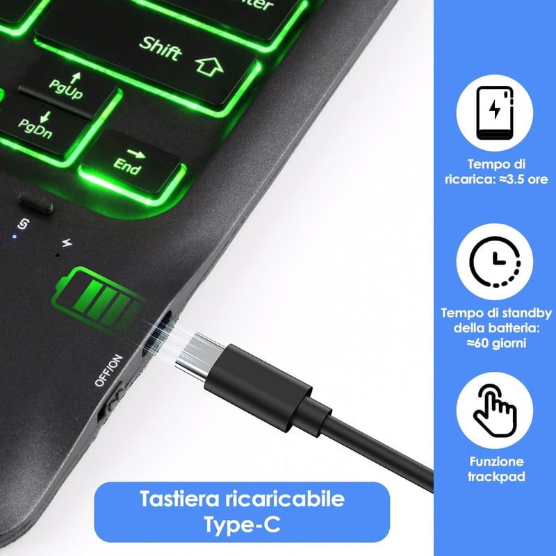 KOOCHUWAH iPad Pro 12.9" Bluetooth billentyűzet tok, háttérvilágítás, 11 szín