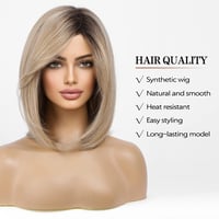 HAIRCUBE Rövid Egyenes Bob Paróka Frufruval - Hőálló Szintetikus Műhaj 2