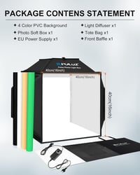 PULUZ Professzionális Fotó Box 480 LED Világítással - 40x40cm Fotóbox 3 Fénypanellel, 5500K, 4 PVC Háttérrel Ékszer és Termékfotózáshoz 6