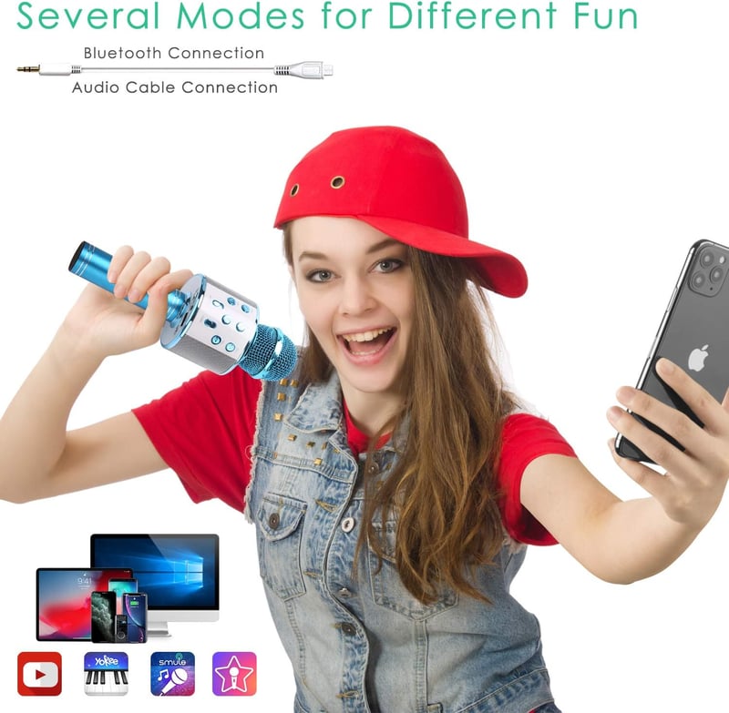 KIDWILL 5 az 1-ben Bluetooth Karaoke Mikrofon Hangszóróval és FM Rádióval, Gyerekeknek és Felnőtteknek