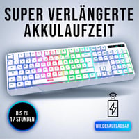KLIM Chroma Vezeték Nélküli Gamer Billentyűzet - Tartós, Vízálló, RGB Háttérvilágítás, PC PS4 PS5 Mac Kompatibilis, Fehér 3