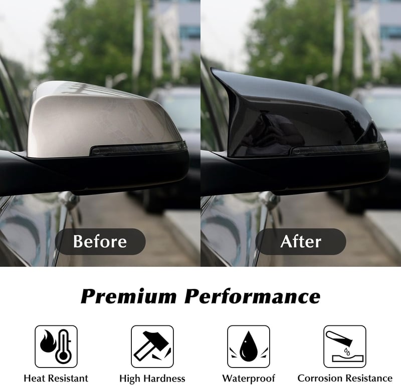 Asasytal Tükör Borítás BMW 5/6/7 Sorozathoz F10 F11 F18 LCI GT F07 F06 F12 F13 F01 F02 - Fényes Fekete ABS Műanyag Visszapillantó Tükör Burk