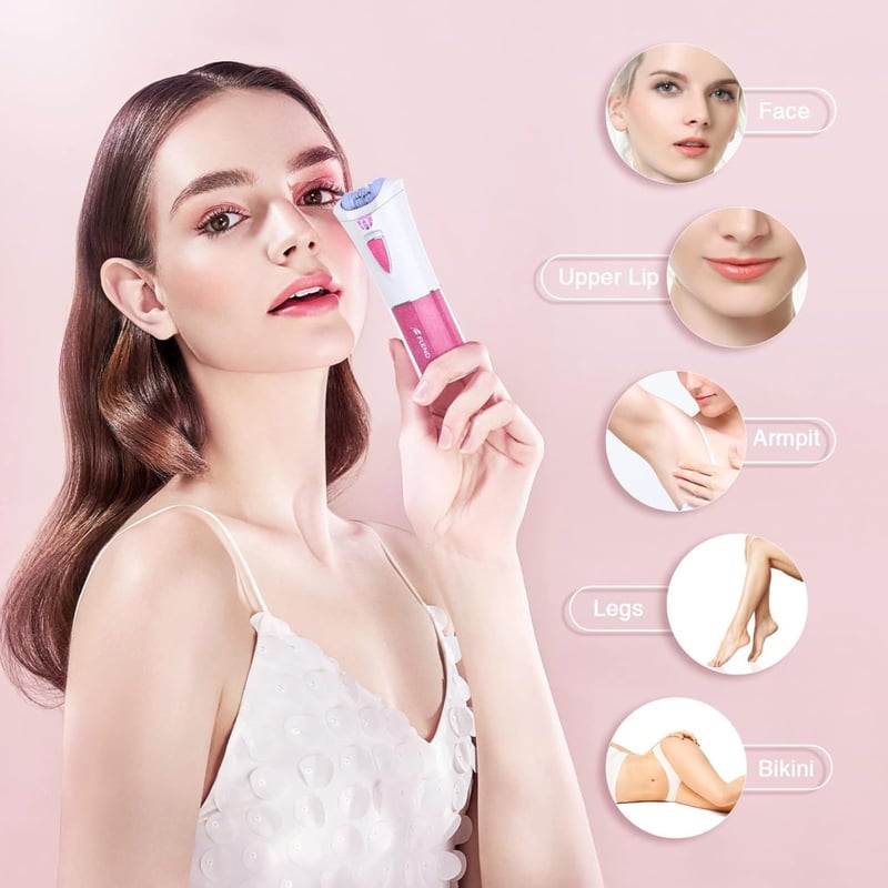Bubbacare Vezeték Nélküli Epilátor - Arc és Testszőrtelenítő LED Világítással, Mini Szőrtelenítő Bikinivonalhoz, Archoz, Lábhoz, Hónaljhoz
