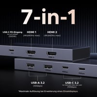 UGREEN Revodok Pro USB C Hub 10Gbps Dokkoló - 2 HDMI 4K@60Hz Kettős Kijelző, 100W PD Töltés, USB 3.2 Portok, XPS, Chromebook, Surface Pro Ko 2