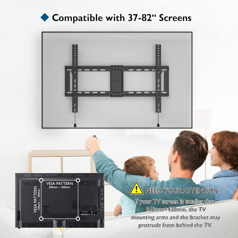 BONTEC Dönthető TV Fali Tartó 37-85 Colos LED LCD OLED Képernyőkhöz, Lapos és Ívelt TV-hez, VESA 600x400mm, 60kg Teherbírás