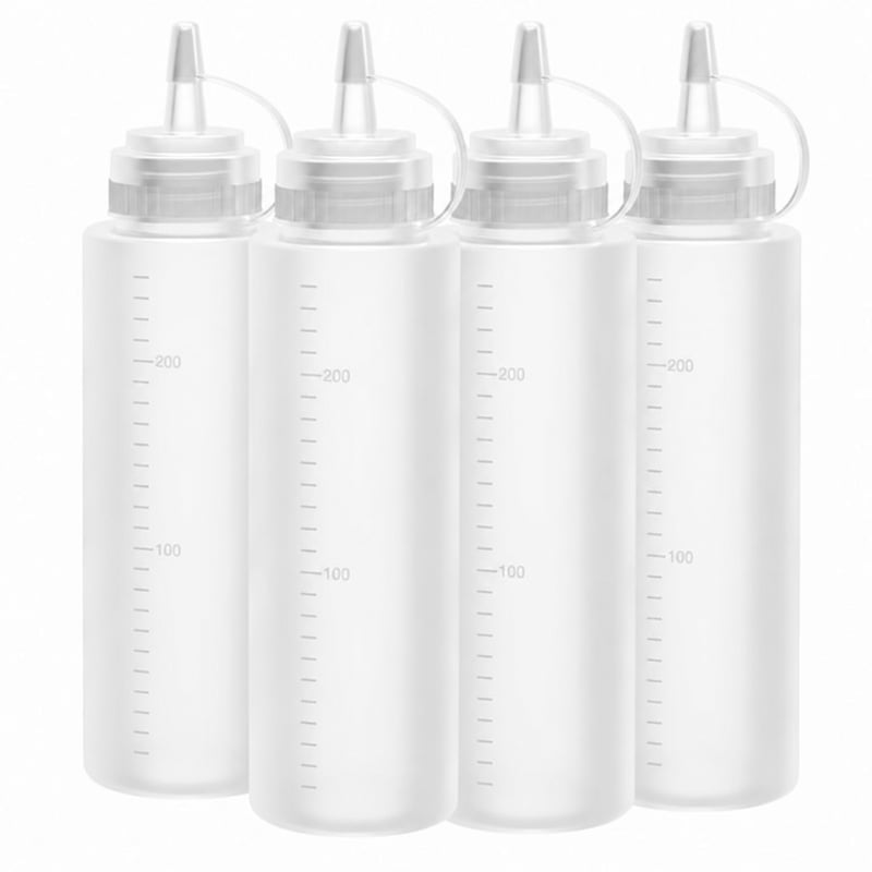 Set de 4 flacoane dozatoare Lestiven Squeeze pentru vopsea, 250 ml (lipsește 1 buc.), flacon dozator din plastic pentru pictură
