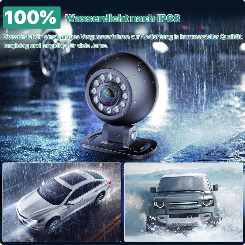 GreenAuto AHD 1080P Vízálló Éjjellátó Tolatókamera Lakóautókhoz és Teherautókhoz