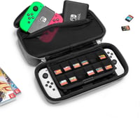 Nintendo Switch OLED védőtok - TomToc szürke táska 24 játéknak, kontrollernek 8