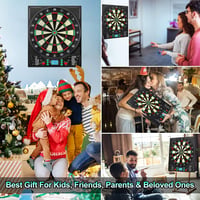 Mejasg Elektronikus Darts Tábla LCD Kijelzővel - 34 Játék, 355 Variáció, 12 Nyíllal - Többnyelvű Hangutasítás - 1-8 Játékos Részére - Fali D 6
