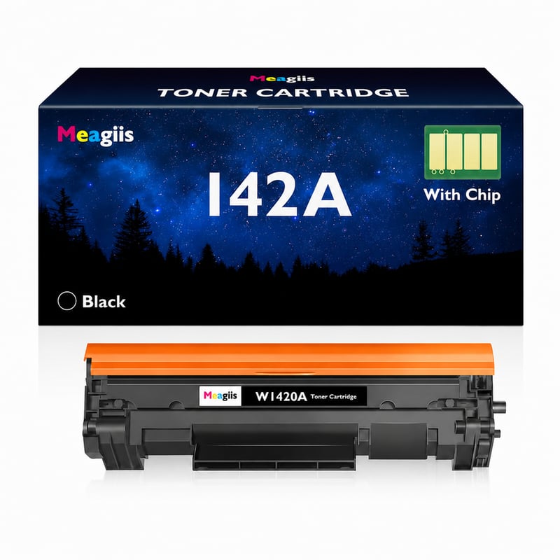 Alternatívna čierna tonerová kazeta Meagiis 142A (W1420A) s čipom, kompatibilná s tlačiarňami HP LaserJet M110w, M140w, M139w, 1 ks