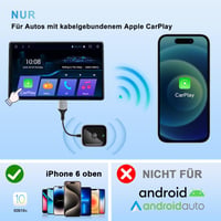 AIZEO Vezeték Nélküli CarPlay Adapter - Gyors Átalakítás Vezetékes CarPlayről Vezeték Nélkülire, Mini Méretű, iPhone Kompatibilis 8
