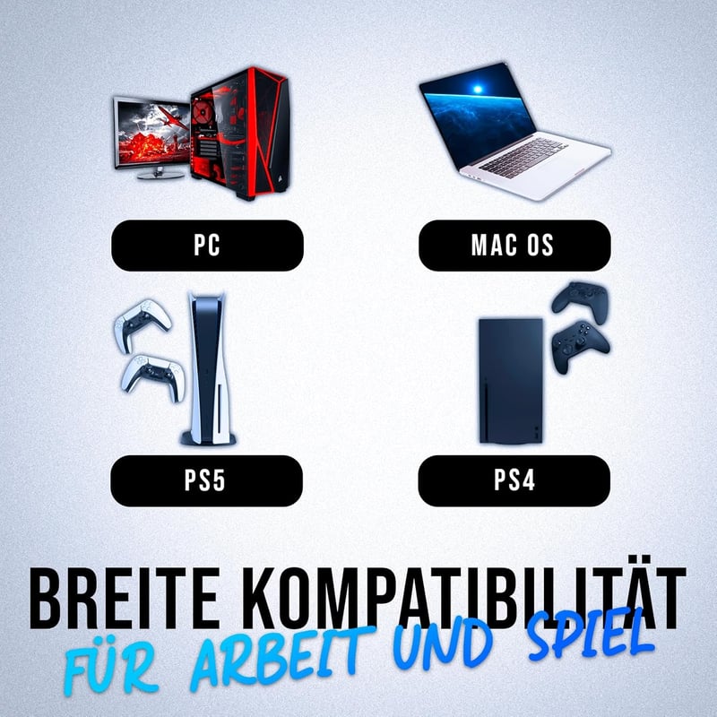 KLIM Thunder Vezeték Nélküli Gamer Billentyűzet és Egér Szett - RGB Háttérvilágítás, 4800 DPI, Beépített Akkumulátor, PC/PS4/PS5 Kompatibili