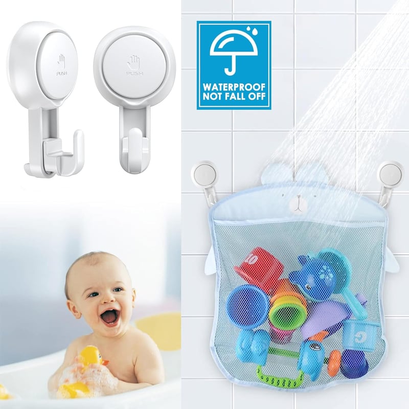 Luxear Erős Tapadókorongos Akasztó Szett 4db - 5kg Teherbírású Fúrás Nélküli Kampók Fürdőszobába, Konyhába, Zuhanyzóba - Újrahasználható Tör
