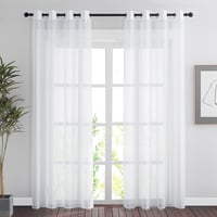 PONY DANCE Fehér Fényáteresztő Függöny Szett 2 db - 140x220 cm Voile Sötétítő Függöny Nappali Hálószoba Gyerekszoba Fém Karikás 1