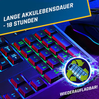 KLIM Blaze & Chroma Vezeték Nélküli Egér-Billentyűzet Szett - RGB Háttérvilágítás, Hosszú Élettartamú Akkumulátor, PC és Mac Kompatibilis, G 6