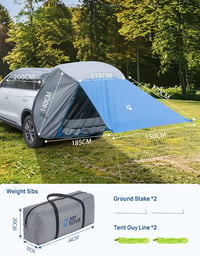 JOYTUTUS Univerzális Autó Hátsó Sátor SUV-hoz - Vízálló, UV-védelemmel, Szúnyoghálóval - Kék Kemping Napellenző Túrázáshoz, Kempingezéshez 6