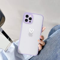 iPhone 12 Pro Max Lila Szilikon Tok Fehér Szívecskékkel, Ütésálló 6