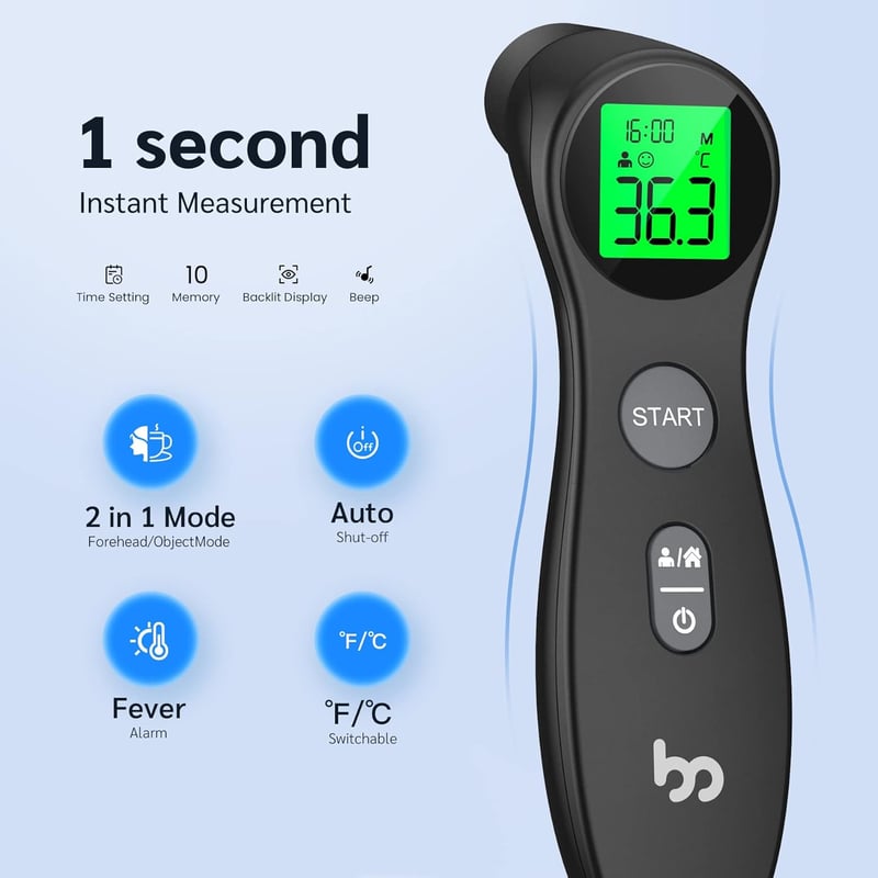 Femometer Érintés Nélküli Lázmérő Babáknak és Felnőtteknek - 1mp-es Mérés, Riasztással
