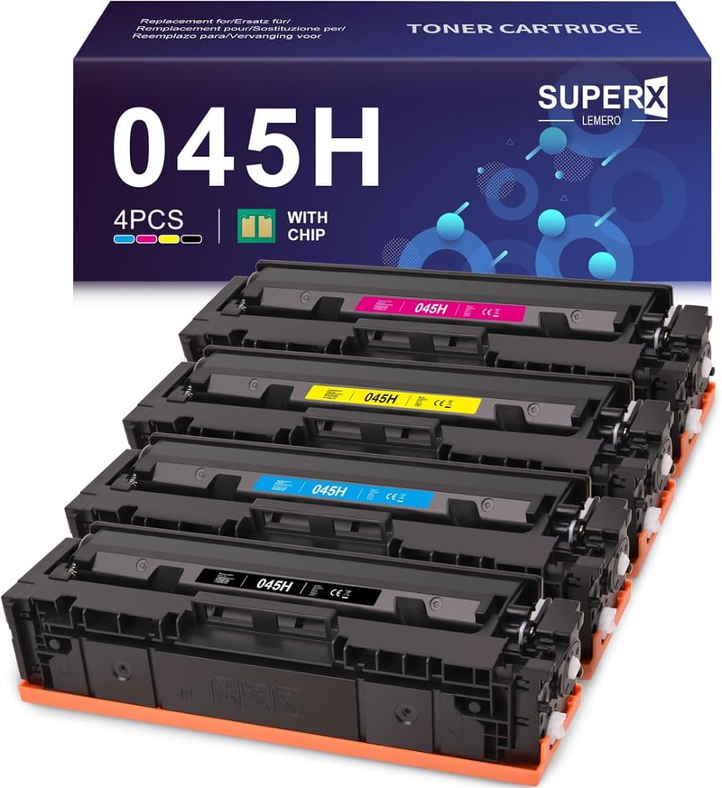 LEMERO SUPERX Canon 045 045H Kompatibilis Toner Szett - 4 Szín (Fekete, Cián, Sárga, Magenta) - MF633CDW, MF635cx, LBP613cdw Nyomtatókhoz

A
