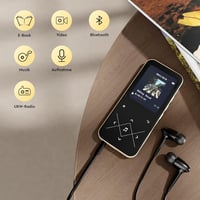 AGPTEK MP3 lejátszó 96GB, Bluetooth 5.3, HiFi hangzás, 2,4" színes kijelző, érintőgombos, fekete-arany 8